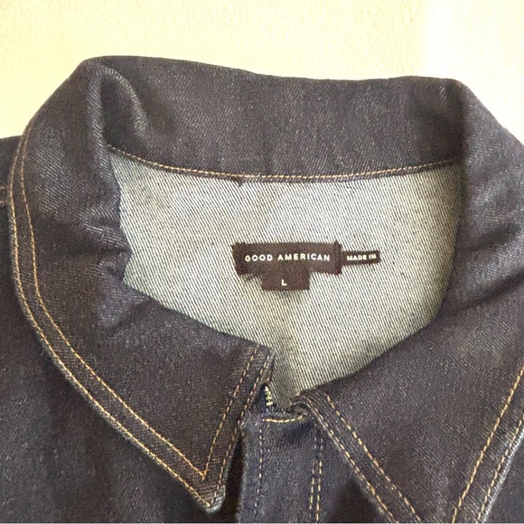 NWT Good American Indigo Trucker Sleeveless Collar Zip/Button Denim Jumpsuit (L) - Picture 10 of 16